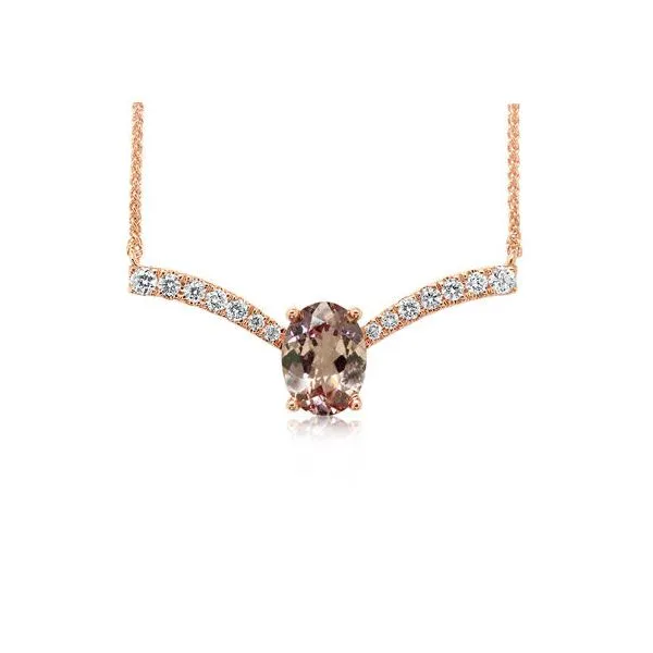 14k Rose Gold Lotus Garnet & Diamond Necklace Conti Jewelers Endwell, NY