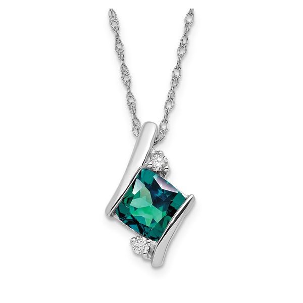 SS Created Alexandrite and Diamond Pendant with Chain Conti Jewelers Endwell, NY