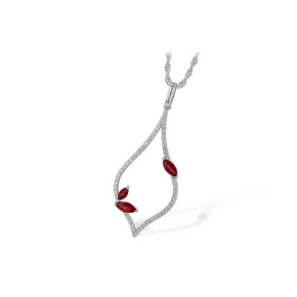 .56ct tw. Ruby & Diamond Pendant Necklace in 14k White Gold Conti Jewelers Endwell, NY