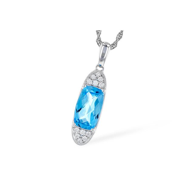 Swiss Blue Topaz Elongated Cushion Pendant with Diamonds Conti Jewelers Endwell, NY