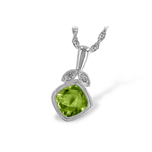 1.02ct tw Peridot and Diamond Necklace in 14k White Gold Conti Jewelers Endwell, NY