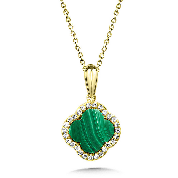 Malachite and Diamond Clover Pendant Necklace Conti Jewelers Endwell, NY
