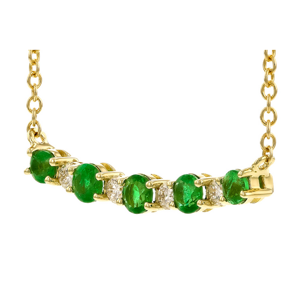 Emerald & Diamond Bar Necklace in Yellow Gold Image 2 Conti Jewelers Endwell, NY