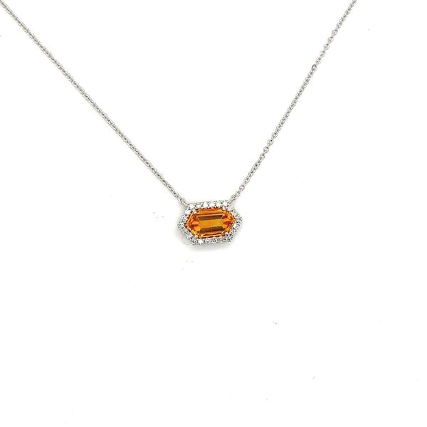 14k White Gold Citrine Diamond Frame Necklace Conti Jewelers Endwell, NY