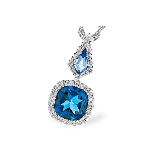 Fancy Cut London Blue Topaz Pendant with Diamonds, 2.40ct. tw. Conti Jewelers Endwell, NY