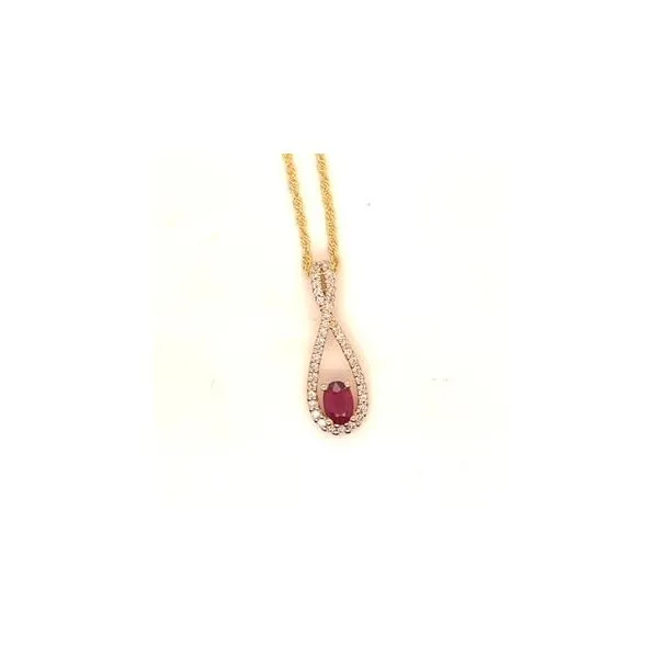 14k Yellow Gold Ruby and Diamond Necklace Conti Jewelers Endwell, NY