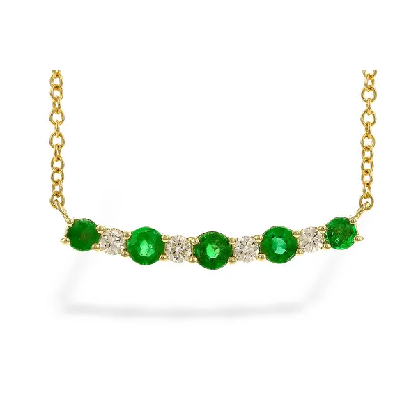 Emerald & Diamond Bar Necklace in Yellow Gold Conti Jewelers Endwell, NY