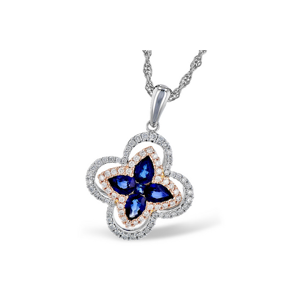 Sapphire & Diamond Clover Necklace in 14k Gold Conti Jewelers Endwell, NY