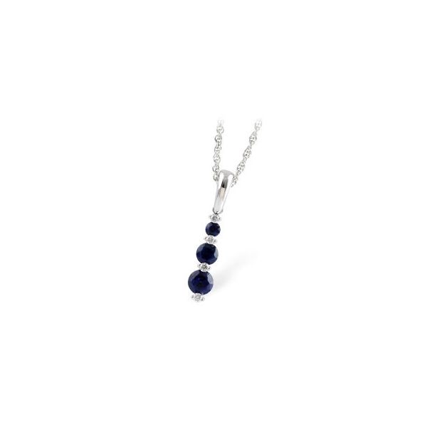 Blue Sapphire & Diamond Graduated Drop Pendant in 14k White Gold Conti Jewelers Endwell, NY