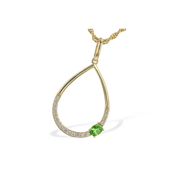 Green Garnet & Diamond Teardrop Necklace in 14k Yellow Gold Conti Jewelers Endwell, NY