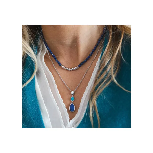 Coast Pebble Azure Gemstone Trio Droplet Necklace Image 2 Conti Jewelers Endwell, NY