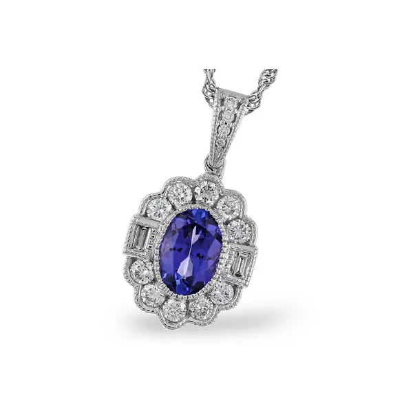 1.15ct Tanzanite and Diamond Necklace in 14k White Gold Conti Jewelers Endwell, NY