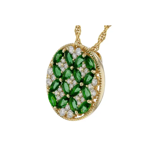 1.32ct. tw. Emerald and Diamond Medallion Necklace in 14k Yellow Gold Image 2 Conti Jewelers Endwell, NY