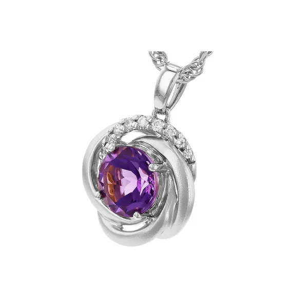 Amethyst & Diamond Love Knot Necklace in 14k White Gold Image 2 Conti Jewelers Endwell, NY