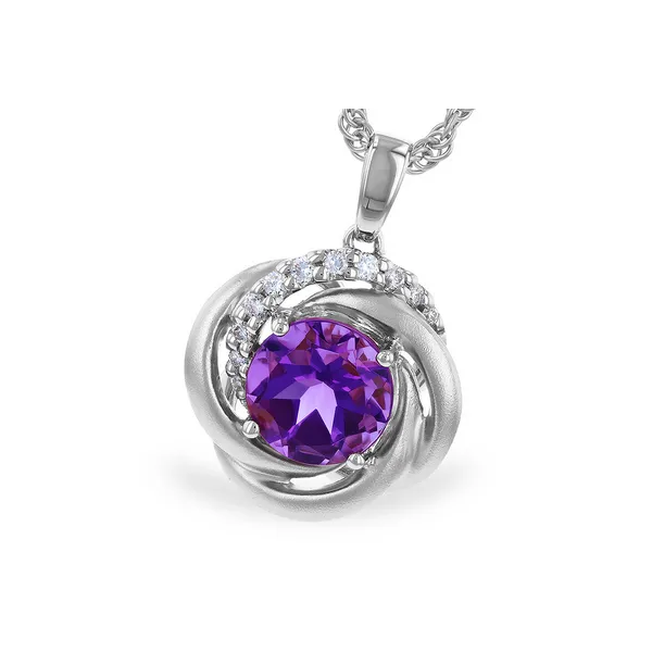 Amethyst & Diamond Love Knot Necklace in 14k White Gold Conti Jewelers Endwell, NY