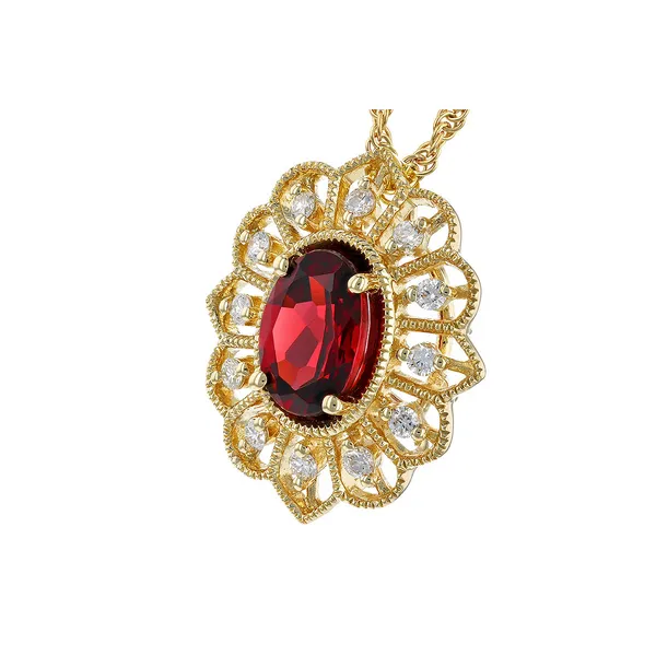 9/10th Ctw. Garnet & Diamond Halo Pendant Necklace in 14k Yellow Gold Image 2 Conti Jewelers Endwell, NY