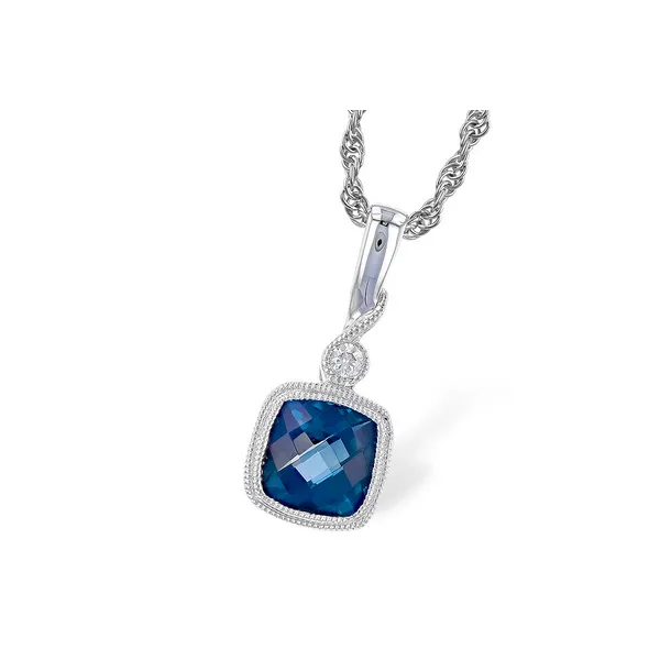 1.07 Ct. tw. London BlueTopaz & Diamond Necklace in 14k White Gold Conti Jewelers Endwell, NY