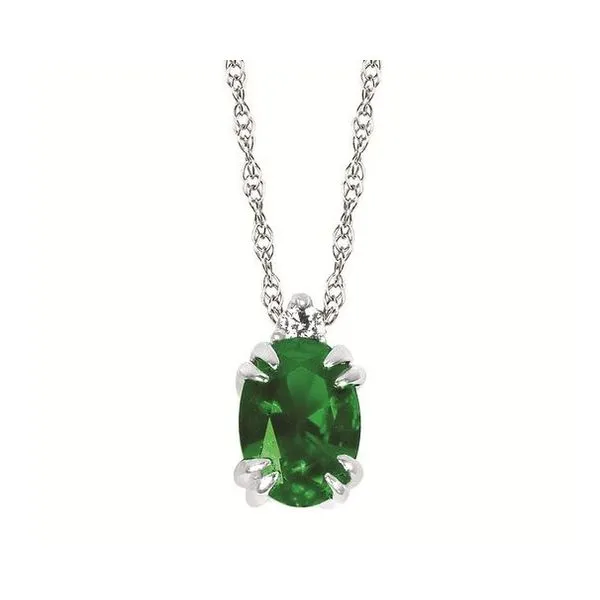 Emerald & Diamond Necklace in 10k White Gold Conti Jewelers Endwell, NY