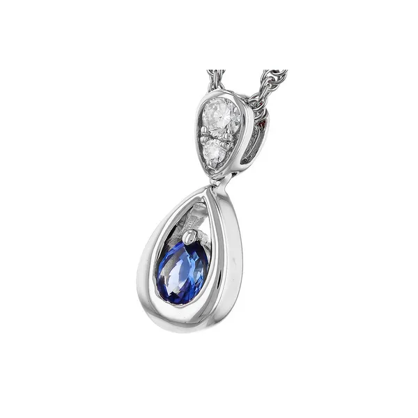 .27cttw Sapphire & Diamond Teardrop Pendant Necklace in 14k White Gold Image 2 Conti Jewelers Endwell, NY