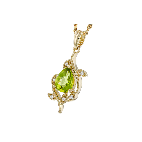 1 1/5thct. tw. Peridot & Diamond Floral-Inspired Necklace in 14k Yellow Gold Image 2 Conti Jewelers Endwell, NY