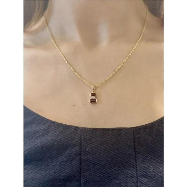 1.01 Ctw. Garnet and Diamond Necklace in 14k Yellow Gold Image 3 Conti Jewelers Endwell, NY