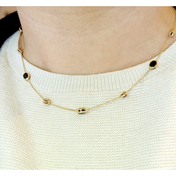 3.49 cttw. Black Onyx Adjustable Station Necklace in 14k Yellow Gold 18'' Image 2 Conti Jewelers Endwell, NY
