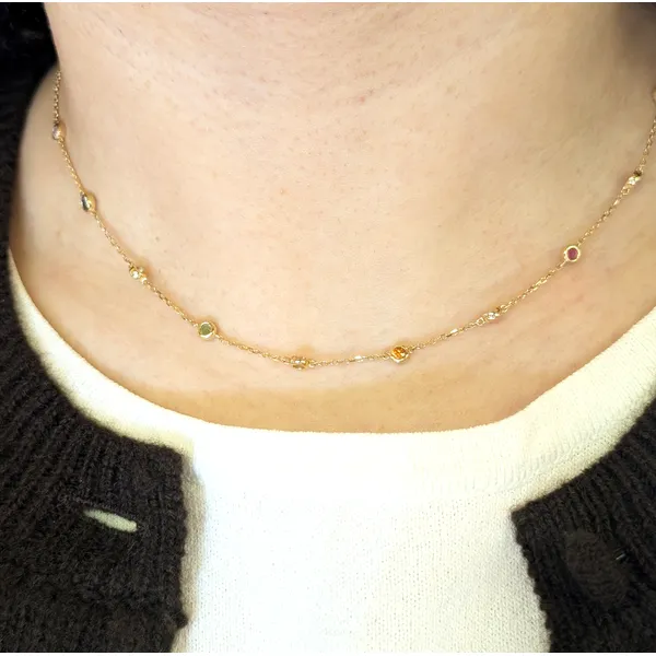 Multiple Sapphire Station Necklace in 14k Yellow Gold 18