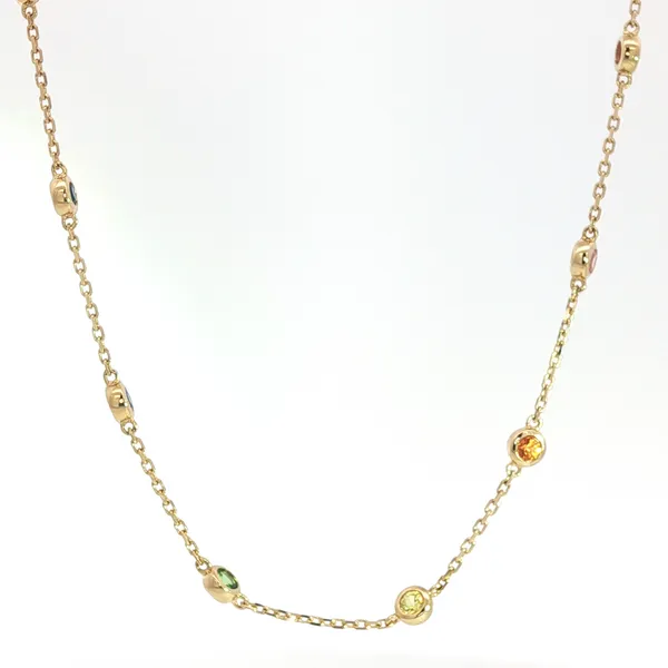Multiple Sapphire Station Necklace in 14k Yellow Gold 18