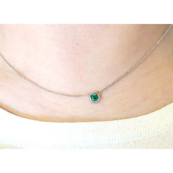 Tsavorite Bezel Set Necklace in 14k White Gold Image 2 Conti Jewelers Endwell, NY