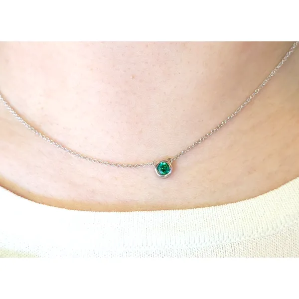 Tsavorite Bezel Set Necklace in 14k White Gold Image 2 Conti Jewelers Endwell, NY