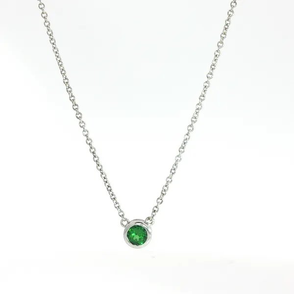 Tsavorite Bezel Set Necklace in 14k White Gold Conti Jewelers Endwell, NY