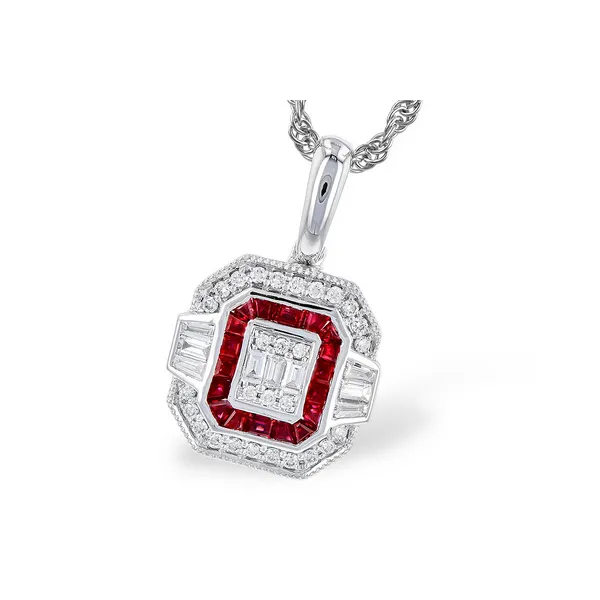 14k White Gold 0.48cttw Ruby & Dia Necklace Conti Jewelers Endwell, NY