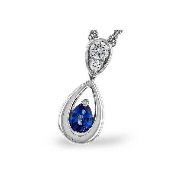 .27cttw Sapphire & Diamond Teardrop Pendant Necklace in 14k White Gold Conti Jewelers Endwell, NY