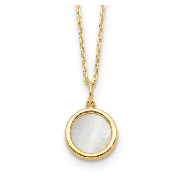 Mother of Pearl Disc Necklace in 14k Yellow Gold Conti Jewelers Endwell, NY