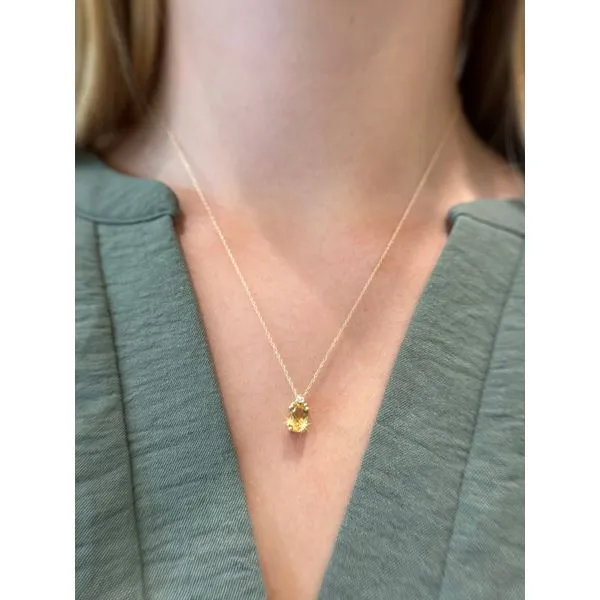 0.02ct Diamond and Citrine Necklace in 10k Yellow Gold Image 2 Conti Jewelers Endwell, NY