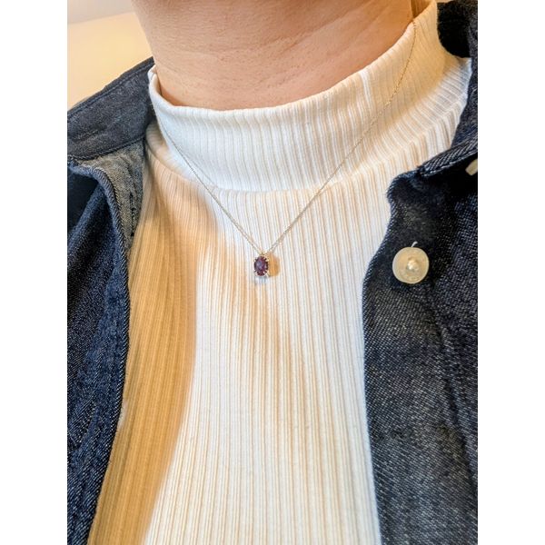 10k WG 0.02ct Dia & Created Alexandrite Necklace Image 2 Conti Jewelers Endwell, NY