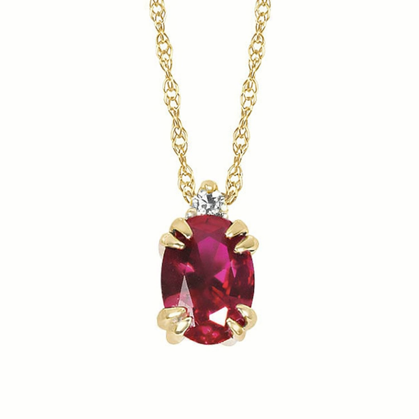 10k YG 0.02ct Dia & Created Ruby Necklace Conti Jewelers Endwell, NY