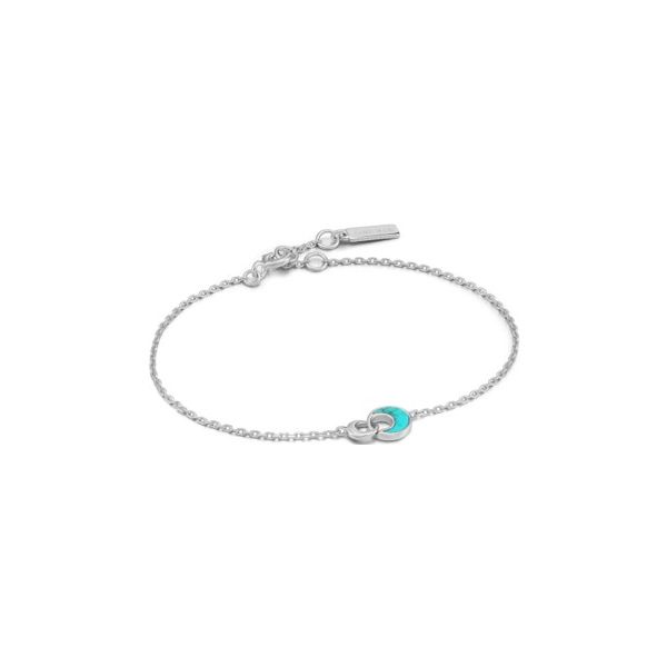 Silver Tidal Turquoise Crescent Link Bracelet Conti Jewelers Endwell, NY