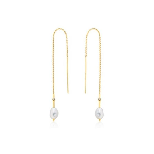 Gold Pearl Threader Earrings Conti Jewelers Endwell, NY