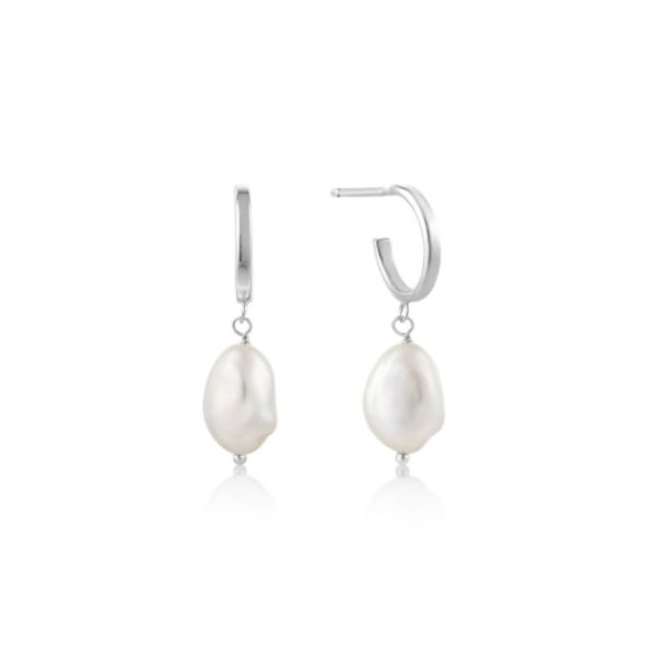 Silver Pearl Mini Hoop Earrings Conti Jewelers Endwell, NY
