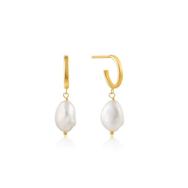 Gold Pearl Mini Hoop Earrings Conti Jewelers Endwell, NY