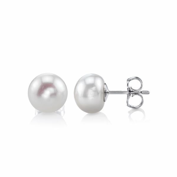 Sterling Silver Chinese Freshwater Cultured Pearl Button Stud Earrings Conti Jewelers Endwell, NY