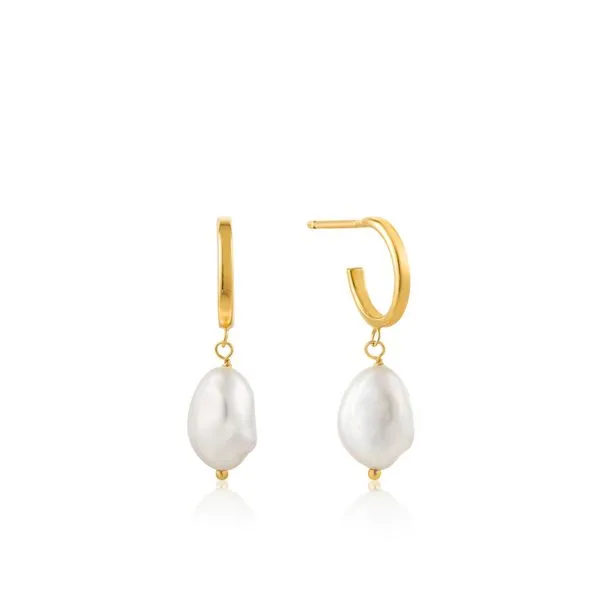 Gold Pearl Mini Hoop Earrings Conti Jewelers Endwell, NY