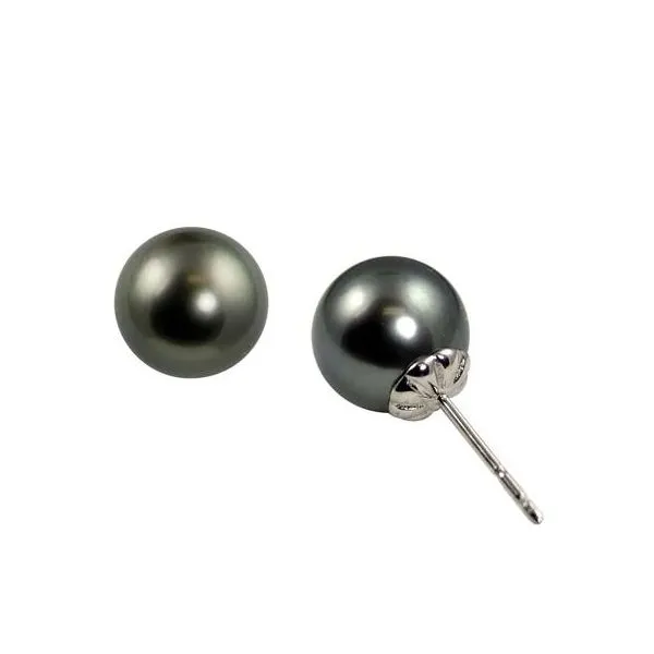 8-9mm Tahitian Pearl Earrings in White Gold Conti Jewelers Endwell, NY