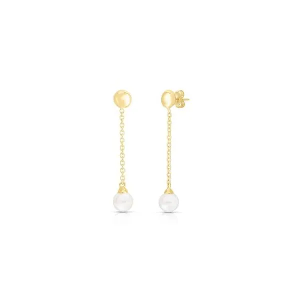Dangling Solitaire Japanese Cultured Pearl Earrings Conti Jewelers Endwell, NY