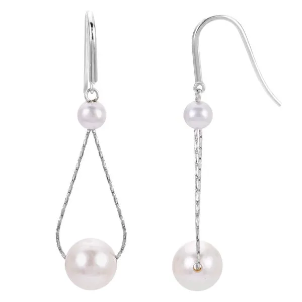 Freshwater Pearl Dangle Illusion Earrings in Sterling Silver Conti Jewelers Endwell, NY