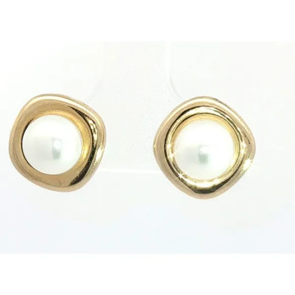 7mm Fresh Water Pearl Stud Earrings in 14k Yellow Gold Conti Jewelers Endwell, NY