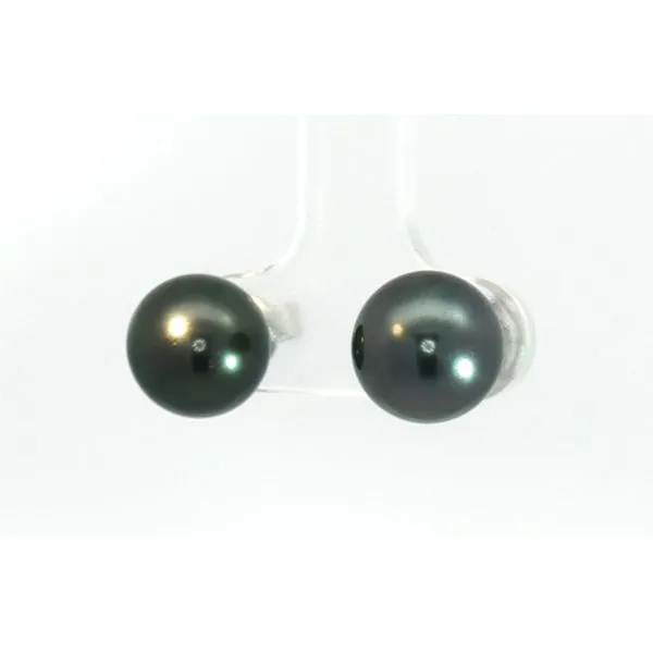 9.5mm Tahitian Pearl Stud Earrings in 14k White Gold Conti Jewelers Endwell, NY