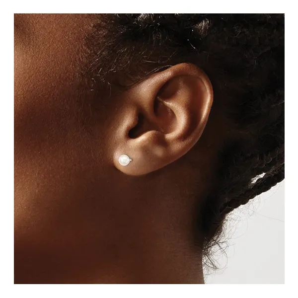 Girls' 4-5mm Freshwater Cultured Pearl Earrings in Sterling Silver Image 2 Conti Jewelers Endwell, NY