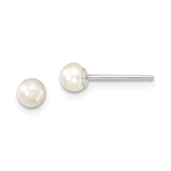 Girls' 4-5mm Freshwater Cultured Pearl Earrings in Sterling Silver Conti Jewelers Endwell, NY